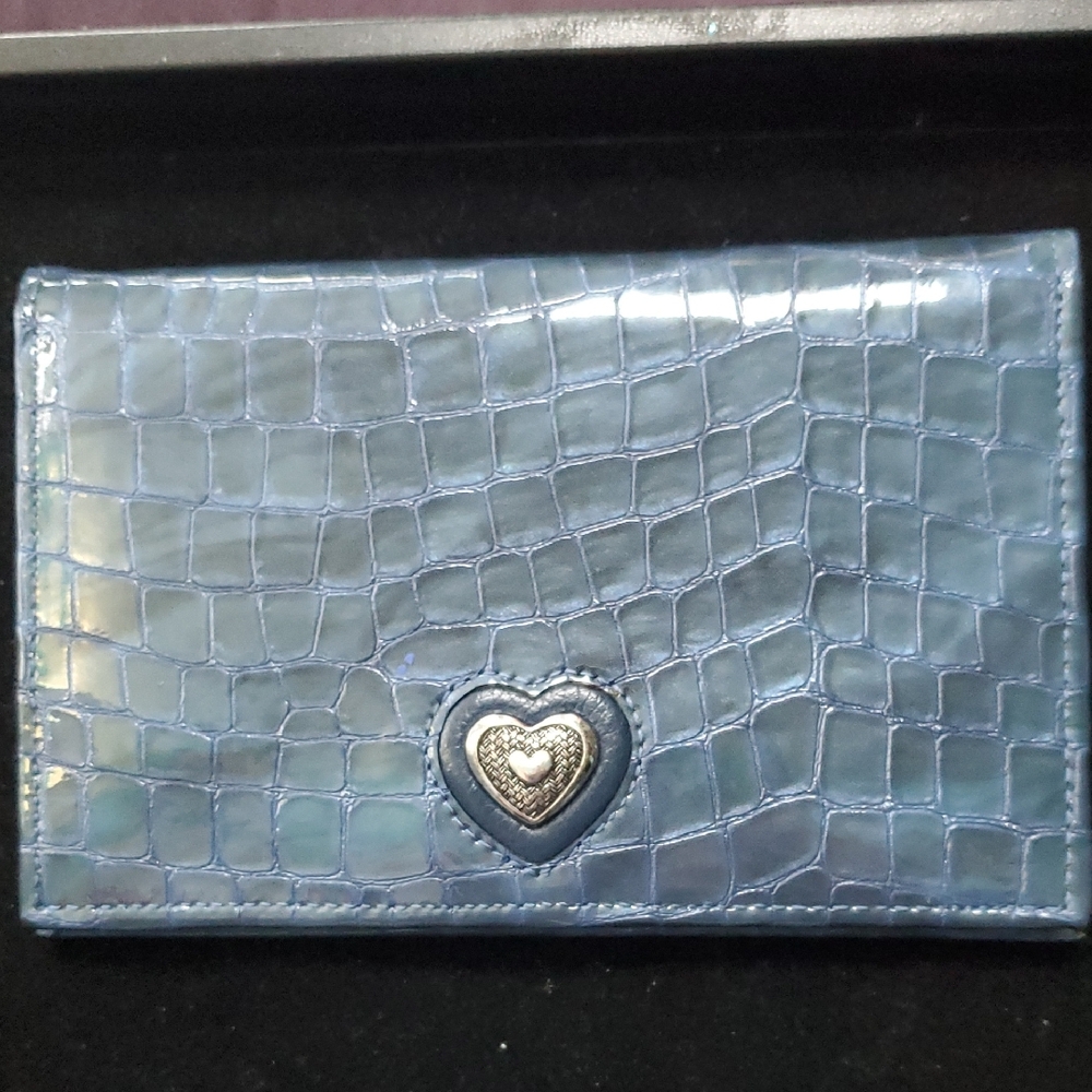 Brighton Metallic Blue Croc-Embossed Wallet